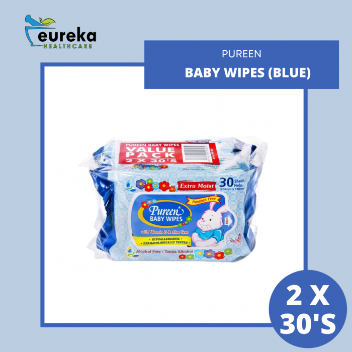 PUREEN BABY WIPES 2 X 30'S (BIRU)