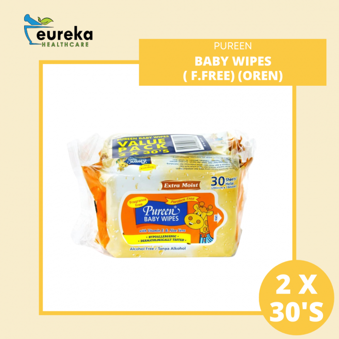 PUREEN BABY WIPES 2 X 30'S ( F.FREE) (OREN)