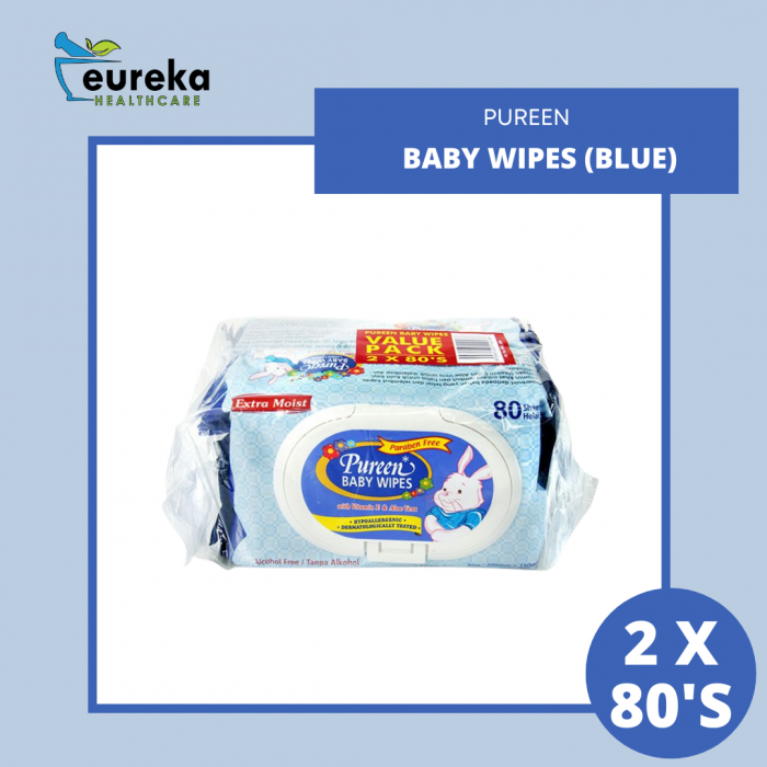 PUREEN BABY WIPES 2 X 80'S (BIRU)